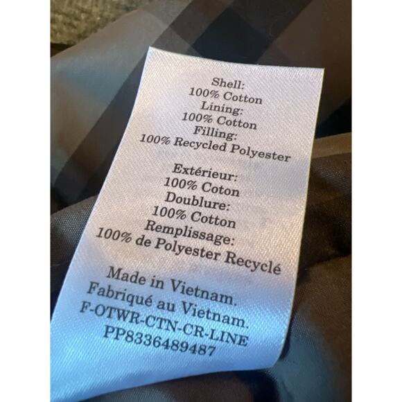 Everlane PRIMALOFT Women Brown Plaid Cotton Lined Full Zip Cozy Puffer Jacket XS - Picture 9 of 13